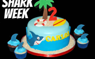 Shark themed birthday cake