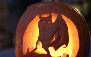 Bat Carved Pumpkin