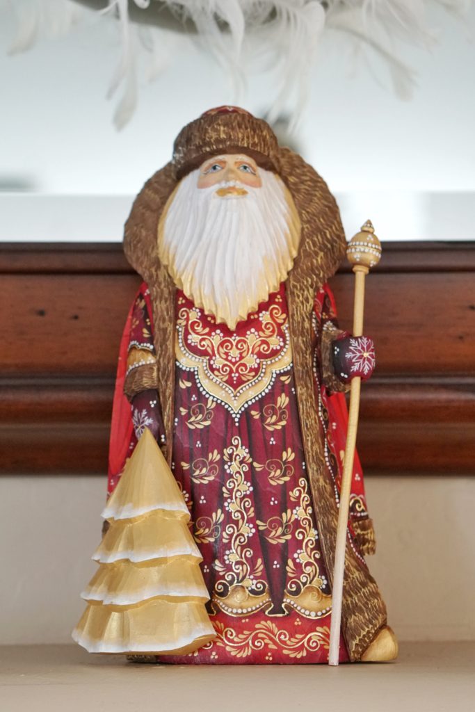Christmas Home Tour Russian Wood Carved Santa