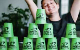 Family cup stacking competition
