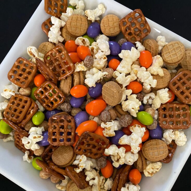 bowl of Halloween snack mix